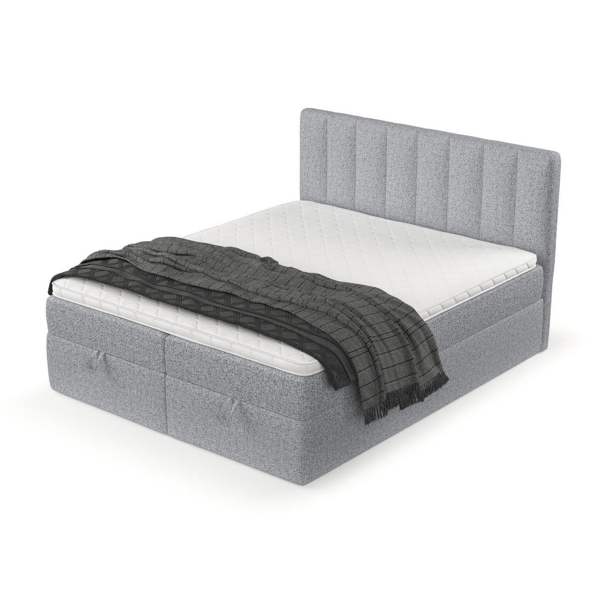 BOXBETT Lusso 200/200 cm Grau im Riva Stoff - Schwarz/Grau, Holz/Holzwerkstoff (200/200cm) - AltaBeds