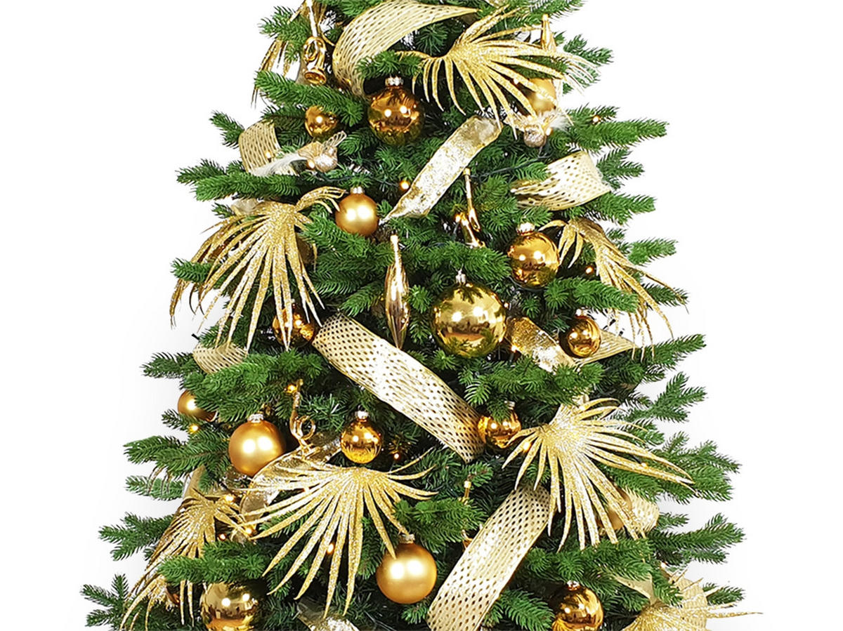 LAALU CHRISTBAUMKUGEL-SET 44 Stück Ornamenten: runde Goldmischung 4 und 6 cm - Goldfarben, Kunststoff (0.01/1/0.01cm) - LAALU