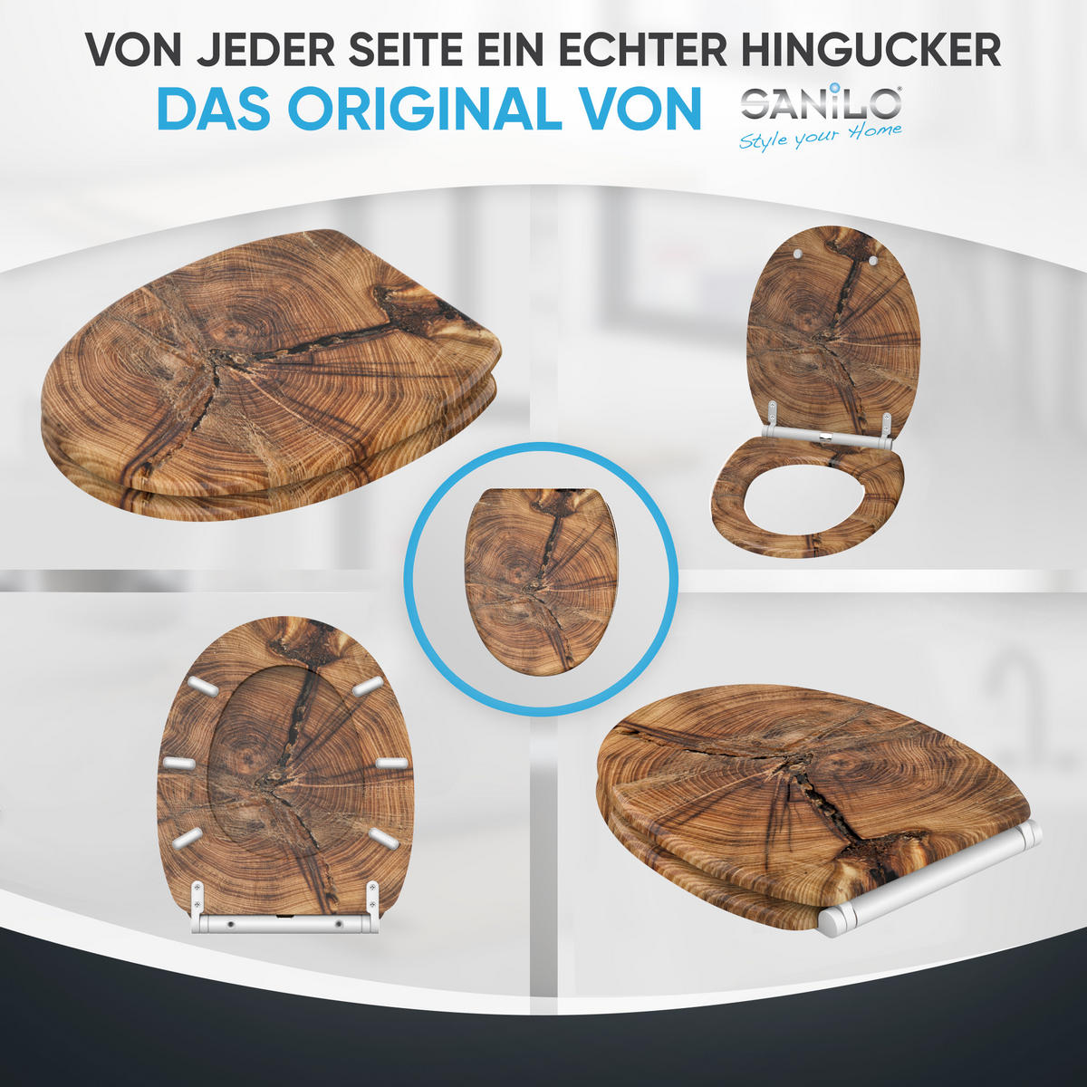 WC-SITZ mit Absenkautomatik & Top Fix Old Tree - Braun, Holzwerkstoff (37.7/5.5/48cm) - Sanilo