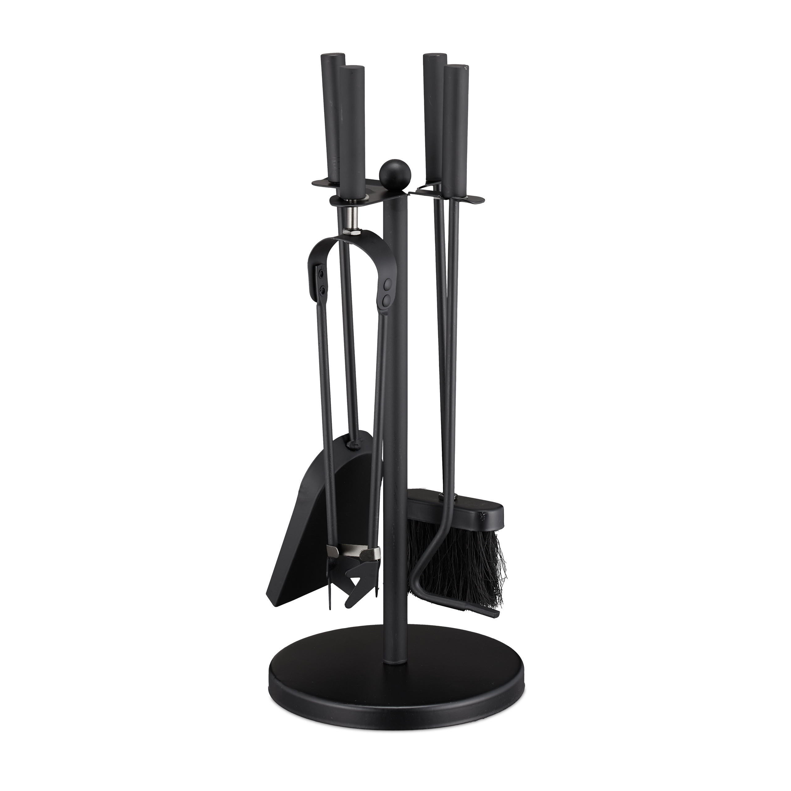 KAMINBESTECK - Schwarz, Metall (20/50/20cm) - Relaxdays