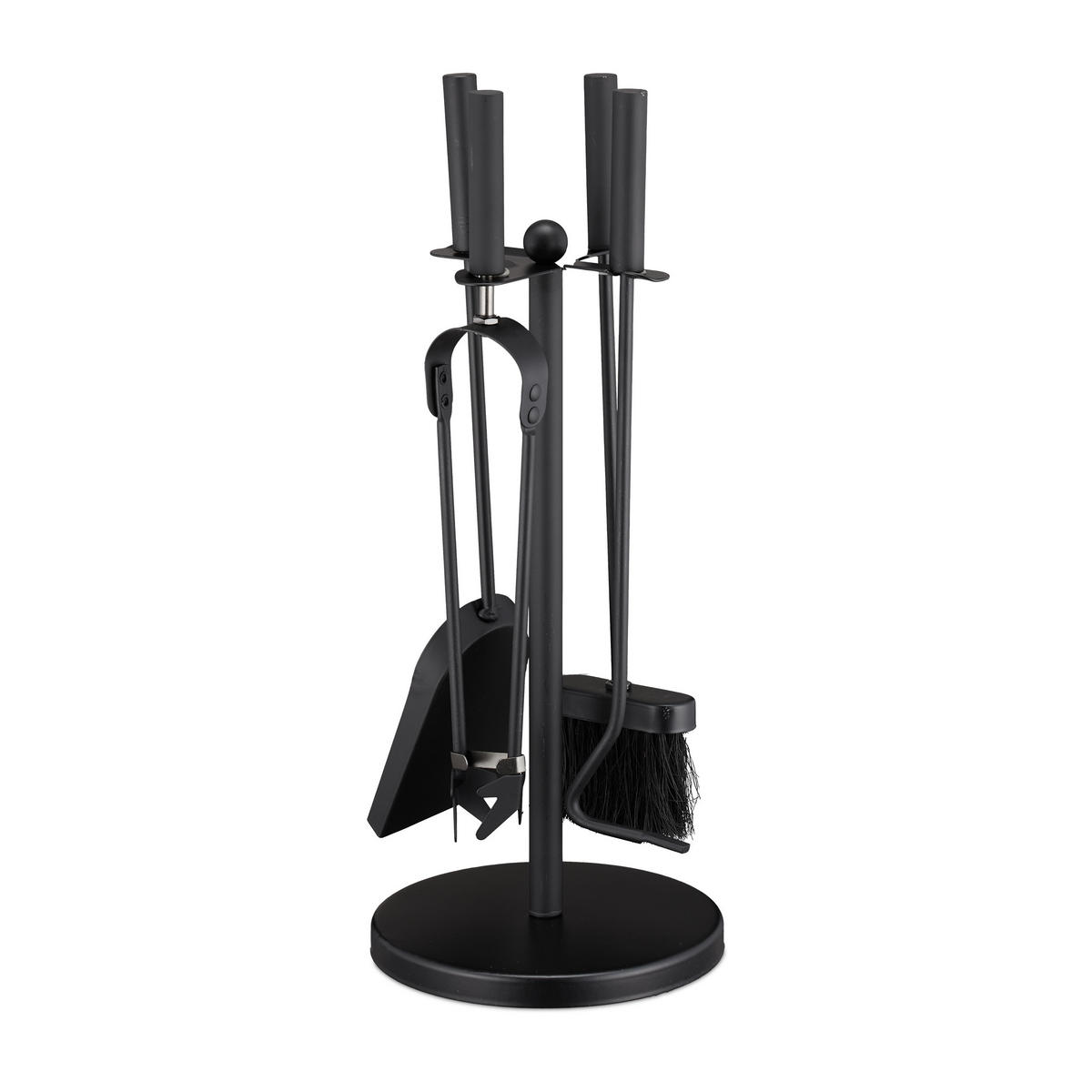 KAMINBESTECK - Schwarz, Metall (20/50/20cm) - Relaxdays