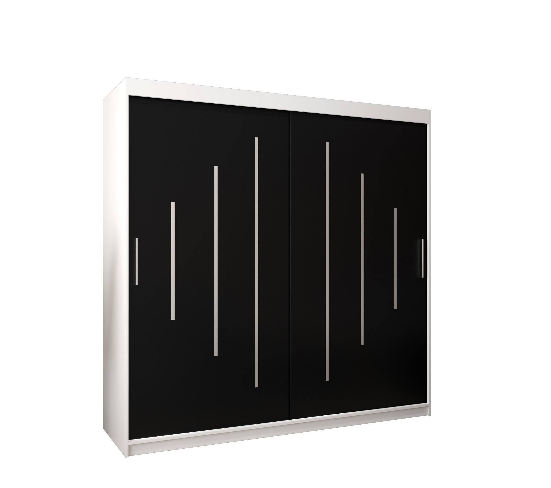 SCHWEBETÜRENSCHRANK 200/200/62 2-türig - Silberfarben/Schwarz, Holz/Kunststoff (200/200/62cm) - Abiks Möbel