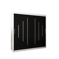 SCHWEBETÜRENSCHRANK 200/200/62 2-türig - Silberfarben/Schwarz, Holz/Kunststoff (200/200/62cm) - Abiks Möbel