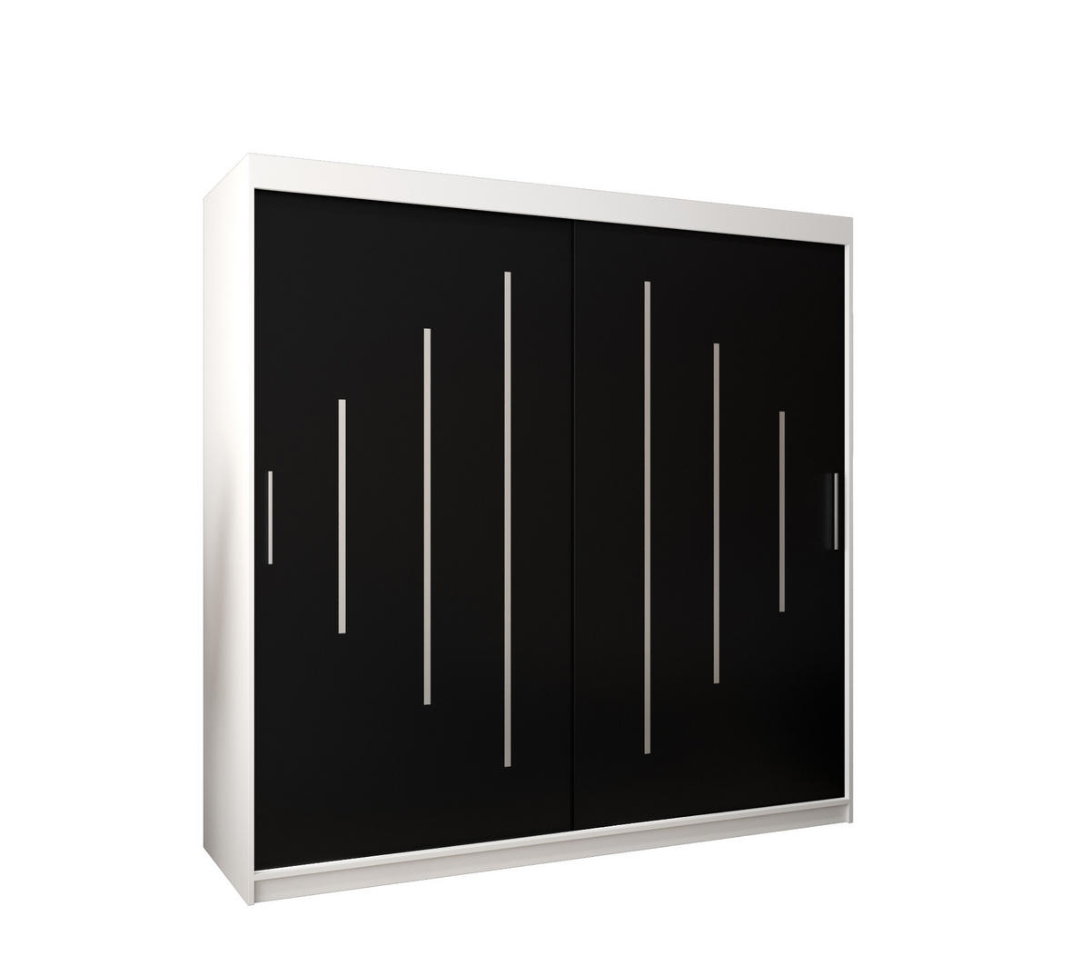 SCHWEBETÜRENSCHRANK 200/200/62 2-türig - Silberfarben/Schwarz, Holz/Kunststoff (200/200/62cm) - Abiks Möbel