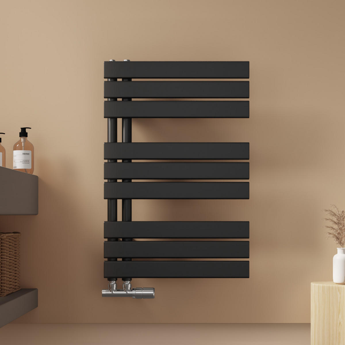 HEIZKÖRPER wasserführend Schwarz 76,2/50/5,9 cm - Schwarz, Metall (50/76.2/5.9cm) - EMKE