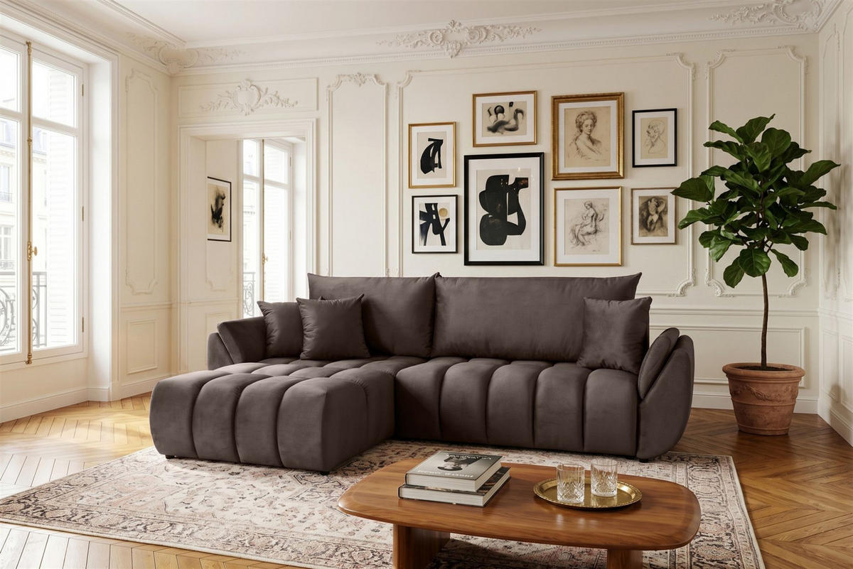 ECKSOFA Collin Mit Schlaffunktion - Braun, Holzwerkstoff/Textil (280/185cm) - Fun Möbel