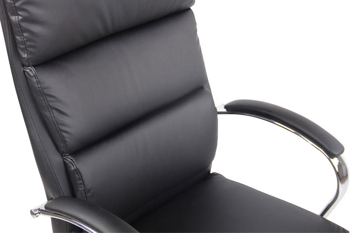BÜROSTUHL Bradley, Kunstleder Schwarz - Schwarz, Textil/Metall (64/122/70cm) - TPFLiving