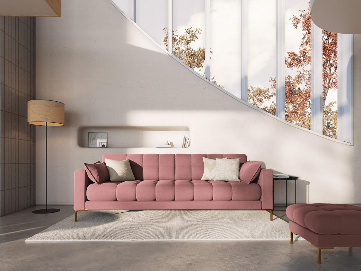 SOFA Mamaia aus Samt rosa 4 Sitzplätze - Pink, Textil (92/75/217cm) - Micadoni