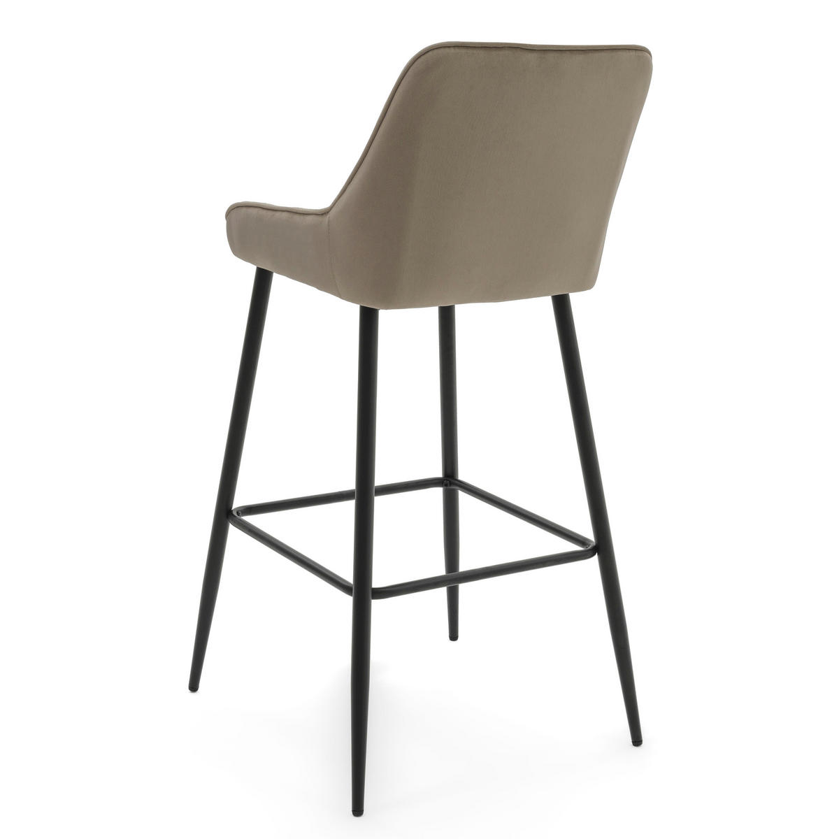 BARHOCKER PASSO gepolstert mit Steppung - dunkelbeige - Samt Velours - Beige/Schwarz, Metall (50/95/55cm) - NEW HOME