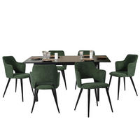 ESSGRUPPE mit 1 Tisch und 6 Stühlen in Grün - Multicolor, Textil (46/81/45cm) - Meubles Cosy