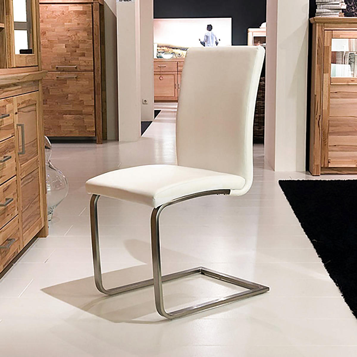 FREISCHWINGER - 2er-Set - Echtleder - Edelstahlfarben/Creme, Leder/Metall (44/98/58cm) - home24