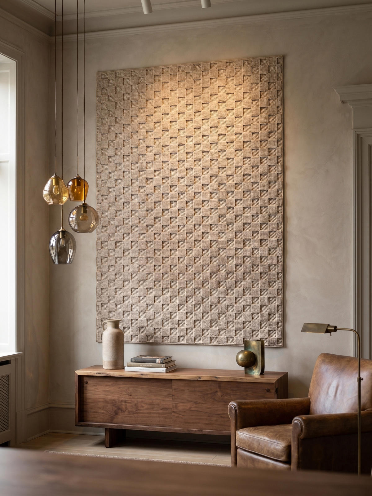 TEPPICH Flachgewebe LANGAU in Beige, mit Schachbrettmuster, 200 x 290 cm - Beige, Textil (200/290cm) - KADIMA DESIGN