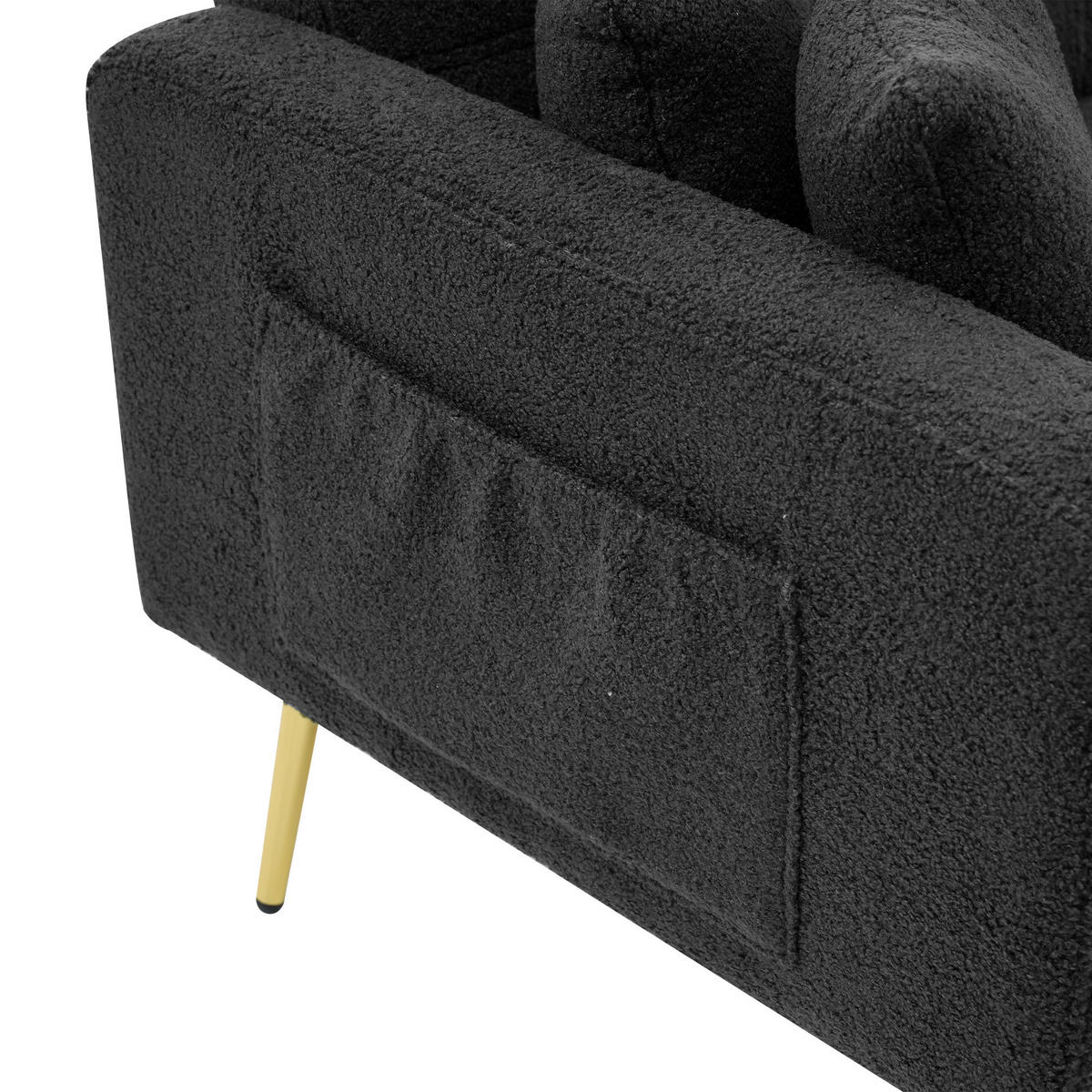 SCHLAFSOFA mit Bettfunktion, Kissen und goldfarbenen Beinen - Grau, Kunststoff (175/72/64cm)