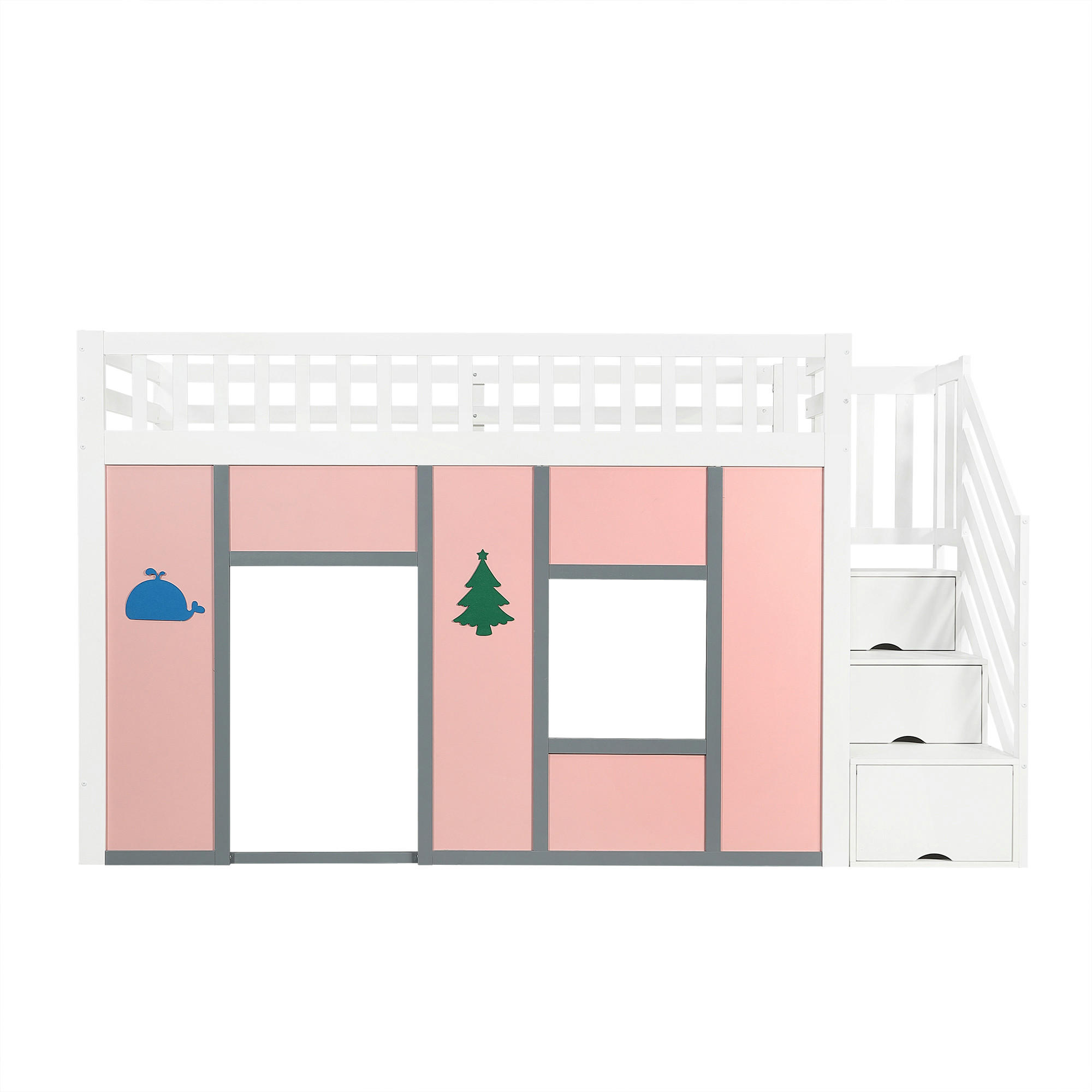HOCHBETT 90/200 cm Weiß + Pink - Pink/Weiß, Holz/Holzwerkstoff