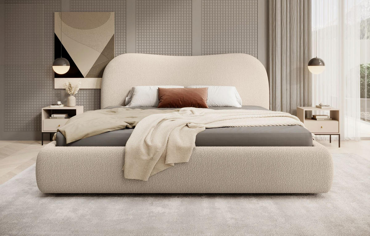 POLSTERBETT SIMSALO Beige 180x200 cm - Beige/Schwarz, Kunststoff/Textil (180/200cm) - Selsey