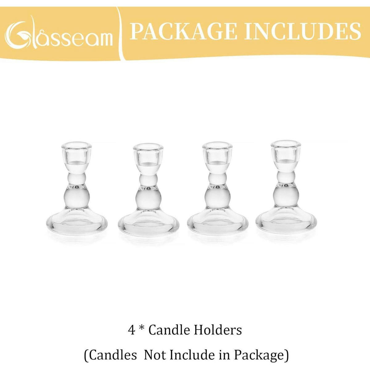 KERZENSTÄNDER 4-teiliges Set Glas Transparent Klein - Transparent, Glas (6.5/9/6.5cm)