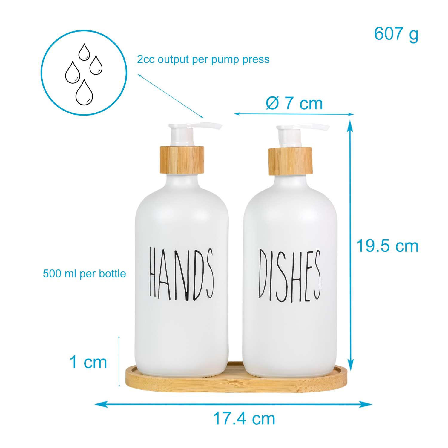 SEIFENSPENDER SET 500ml mit Tablett (3-tlg.) - Weiß, Glas (8.8/20.6/17.4cm) - Intirilife