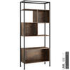 REGAL Hastings,inklusive Kippschutz, 75 x 31 x 170,5 cm,Industrial Holz dunkel, rustikal - Rostfarben, Holzwerkstoff (31/170.5/75cm) - tectake