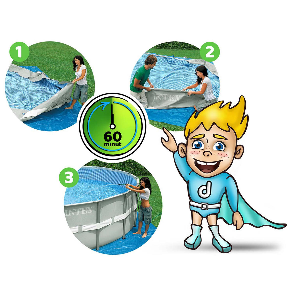 POOL SET 427 x 107 cm, 12in1 - 26720 - Grau, Textil (427/107cm)