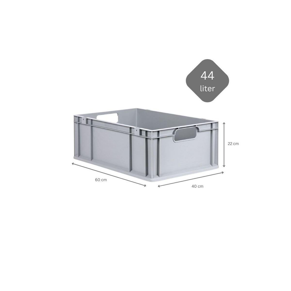 EUROBOX 5x Nextgen Economy Mit Scharnierdeckel Grau/GrünGriffe Offen 44 Liter - Grün, Kunststoff (40/22/60cm) - PROREGAL