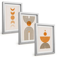 BILDER SET 3er Set - 20x30 cm Silberner Rahmen - Boho-minimalistische Dekorationen - Silberfarben, Kunststoff (20/30cm) - TULUP