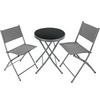 BISTRO-SET Düsseldorf,Tisch mit Sicherheitsglasplatte,grau - Grau, Naturmaterialien/Kunststoff - tectake