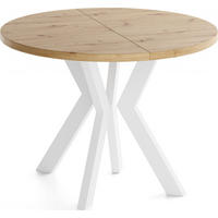 ESSTISCH Savio Weiß rund ausziehbar verlängerbar XXL, Eiche Artisan Hellbraun 100-300/100/77 cm - Weiß/Eiche Artisan, Holz/Holzwerkstoff (100/100/77cm) - WFL GROUP