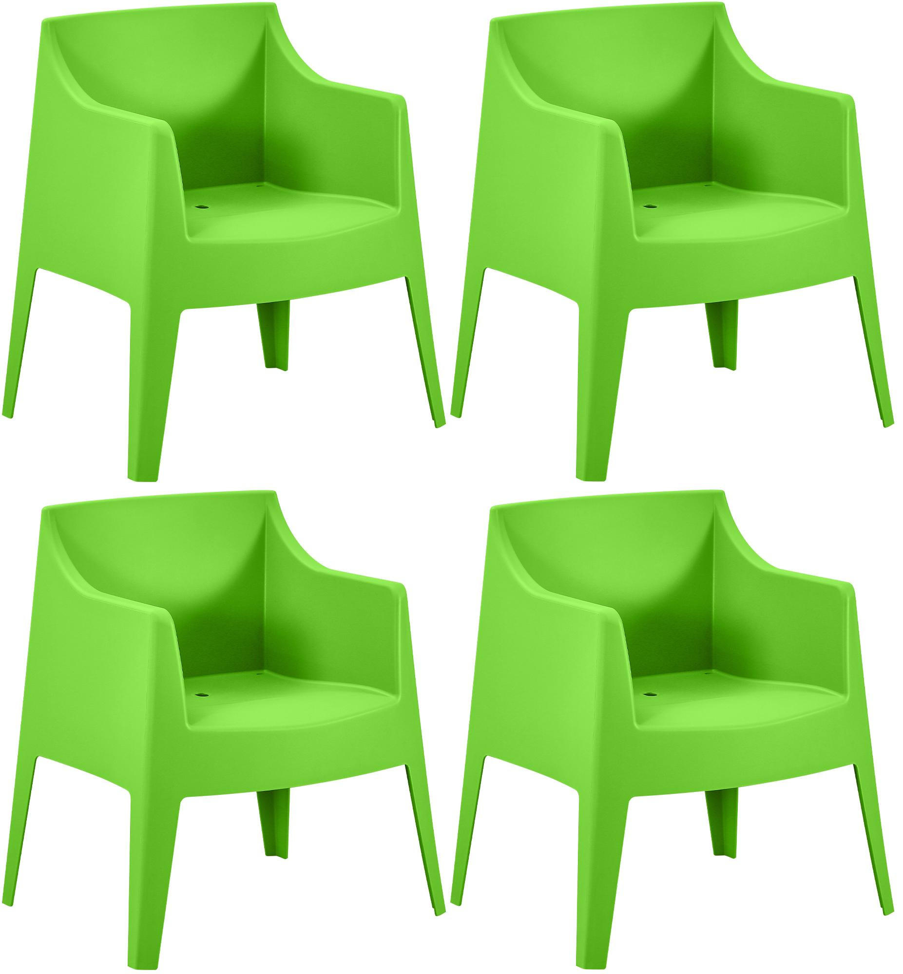 GARTENSTUHL Henri 4er Set 73x57x78cm Kunststoff Grün Stapelstuhl - Grün, Kunststoff (73/78/57cm) - DELUKE