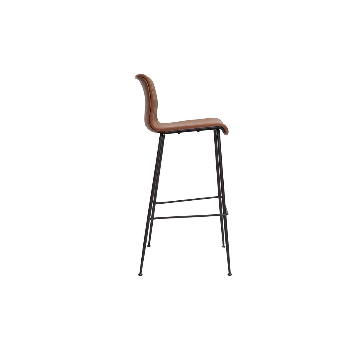 BARHOCKER Antik-Look Braun Schwarzes Metall H75 cm 2er-Set HAROLD - Braun, Textil (51/99.5/50.5cm) - Miliboo