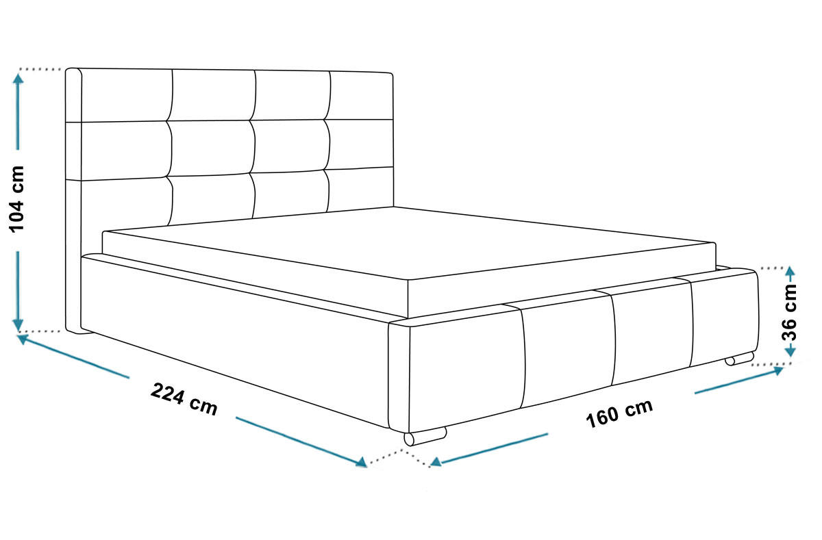 BETT Garnet BEN 5 Gepolstert 140x200 cm - Dunkelblau, Textil (140/200cm) - Sepro Meble