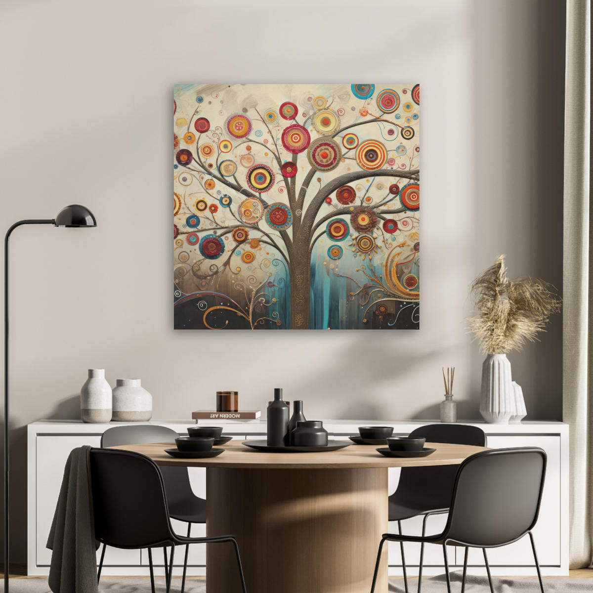 AKUSTICKÝ OBRAZ Strom - Strom života - Farba 80x80 cm - hnedá, plast (80/80/0.9cm) - MuchoWow