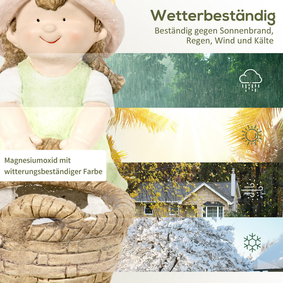 PFLANZENTOPF-ORNAMENT, Skulptur für Heimdekoration, Garten, Hof - Grün, Kunststoff (40cm) - Outsunny