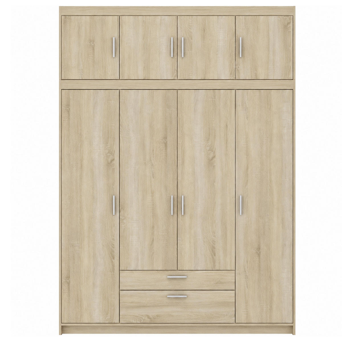 DREHTÜRENSCHRANK Elena mit 4 Türen und 2 Schubladen, mit Aufsatz Sonoma Eiche - Sonoma Eiche, Holzwerkstoff (176/245/53cm) - Beautysofa