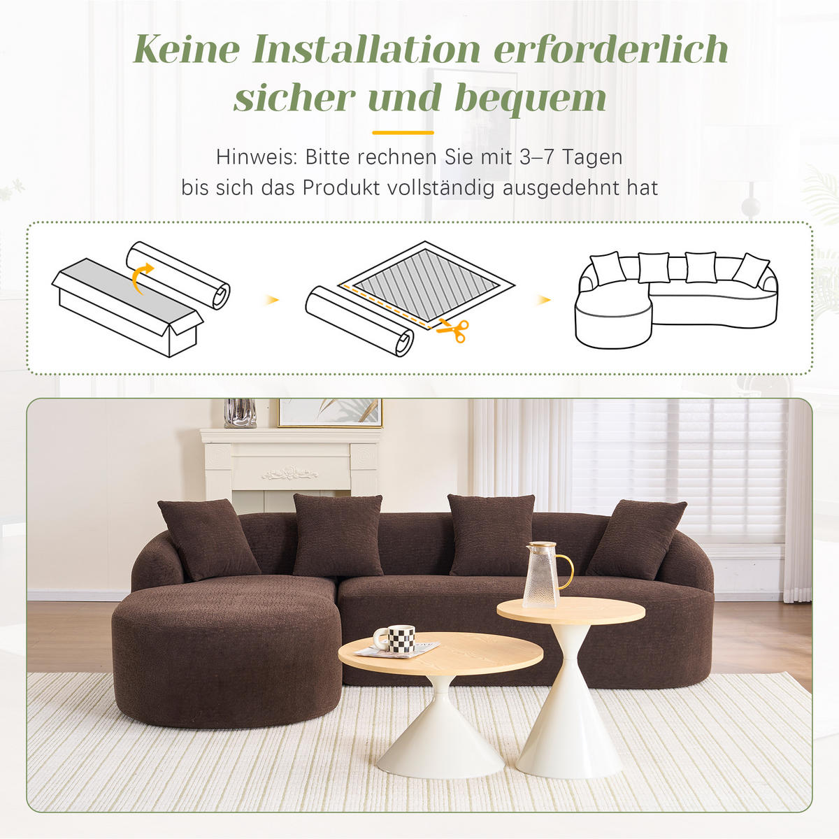 ECKSOFA 243/150/67 cm Braun Chenille - Braun, Textil (243/150cm) - Oxeza