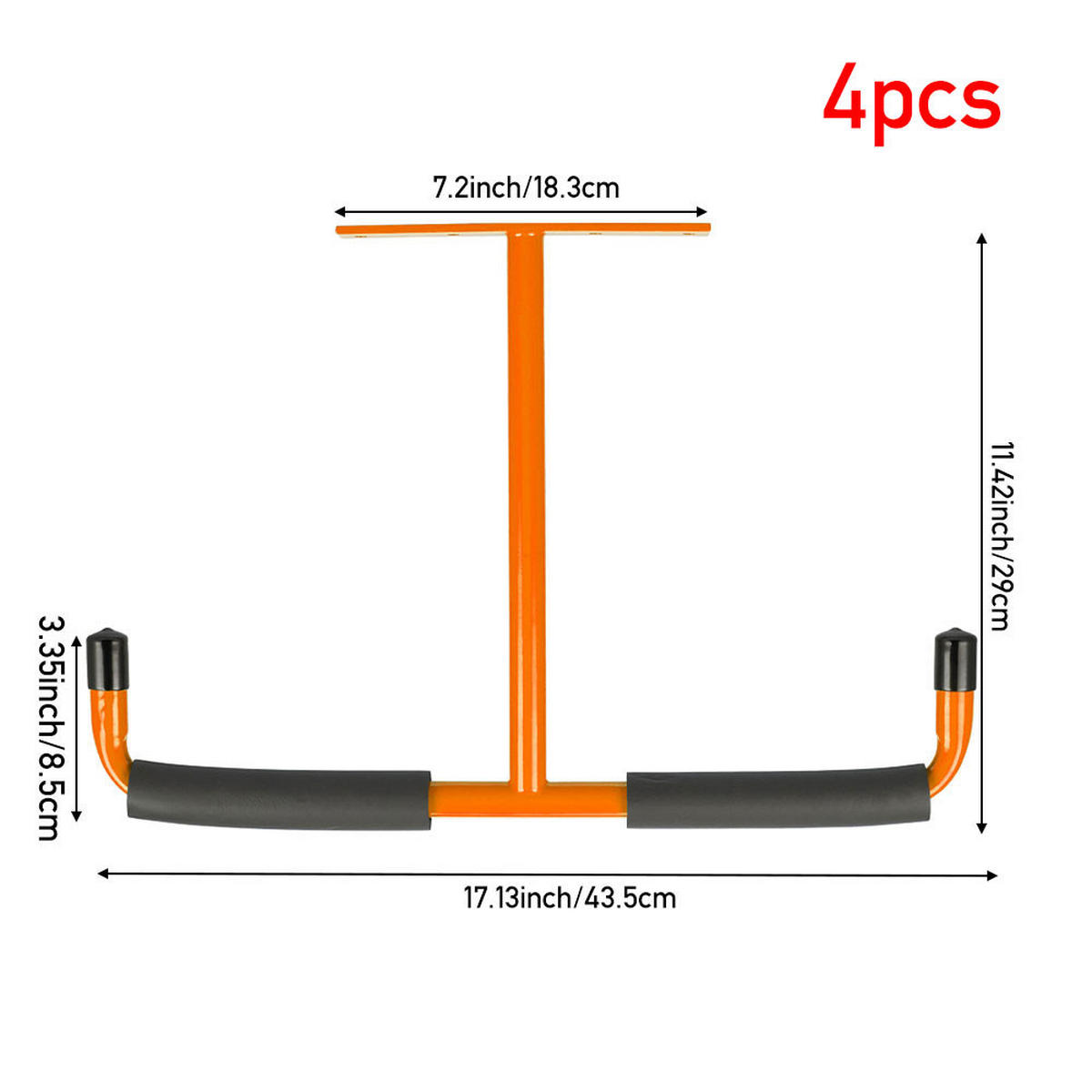 DECKENHAKEN 4 Stück T-förmige Solide Struktur aus Kohlenstoffstahl in Orange Vielseitig einsetzbar Belastbarkeit 43,5 x 29 cm - Orange, Metall (29/1/43.5cm) - Livingandhome