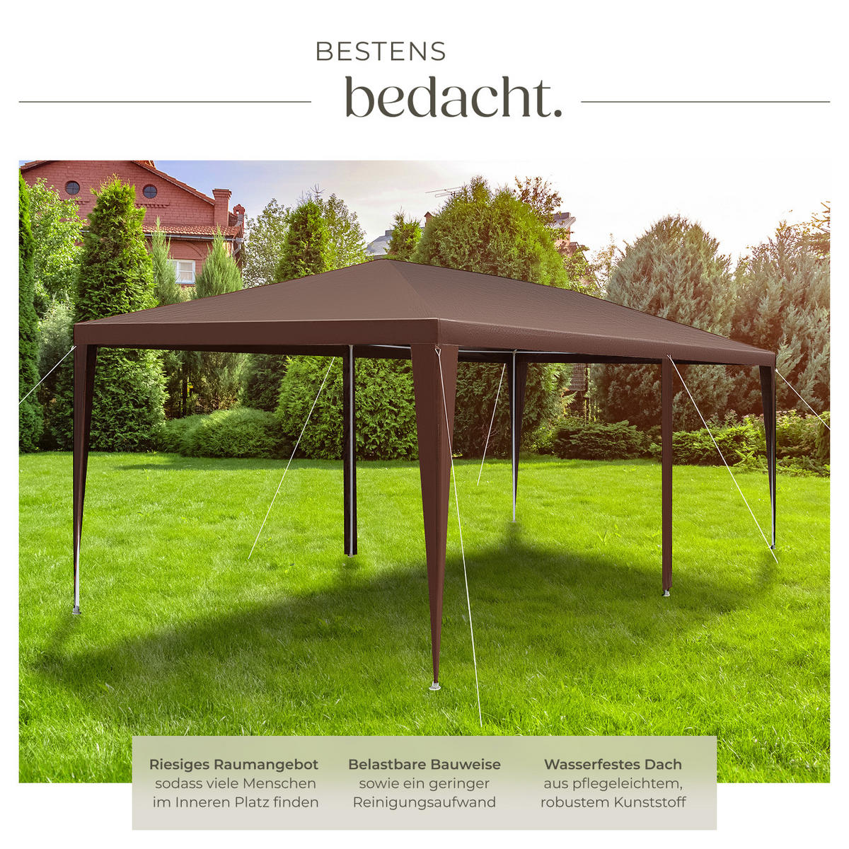 PAVILLON Almchalet,wasserdicht,braun - Braun, Kunststoff (300/250/600cm) - tectake