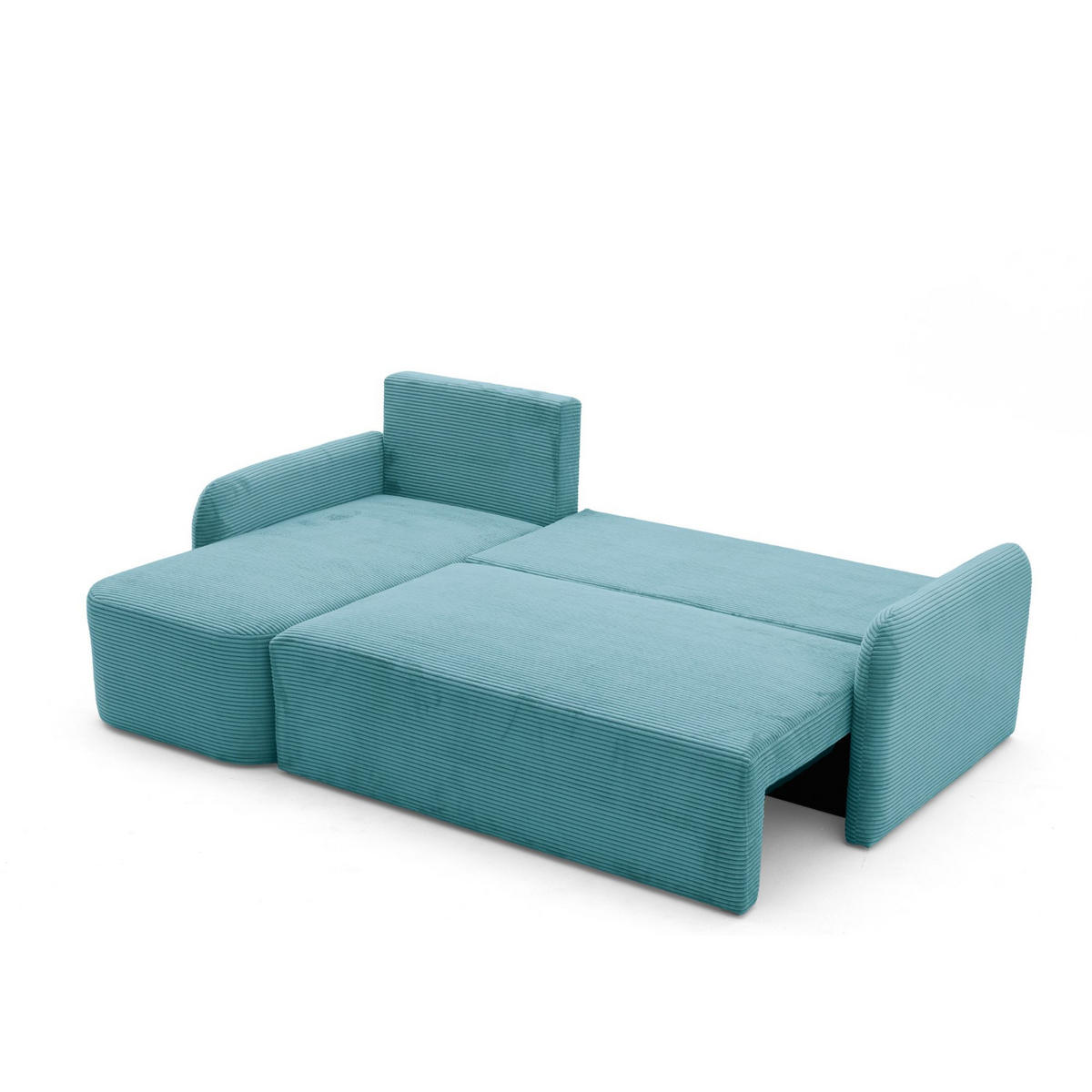 ECKSOFA CASPER L Links mit Schlaffunktion 132x198 Cord Blau - Blau/Schwarz, Holz/Kunststoff (217/145cm) - NACANAPA