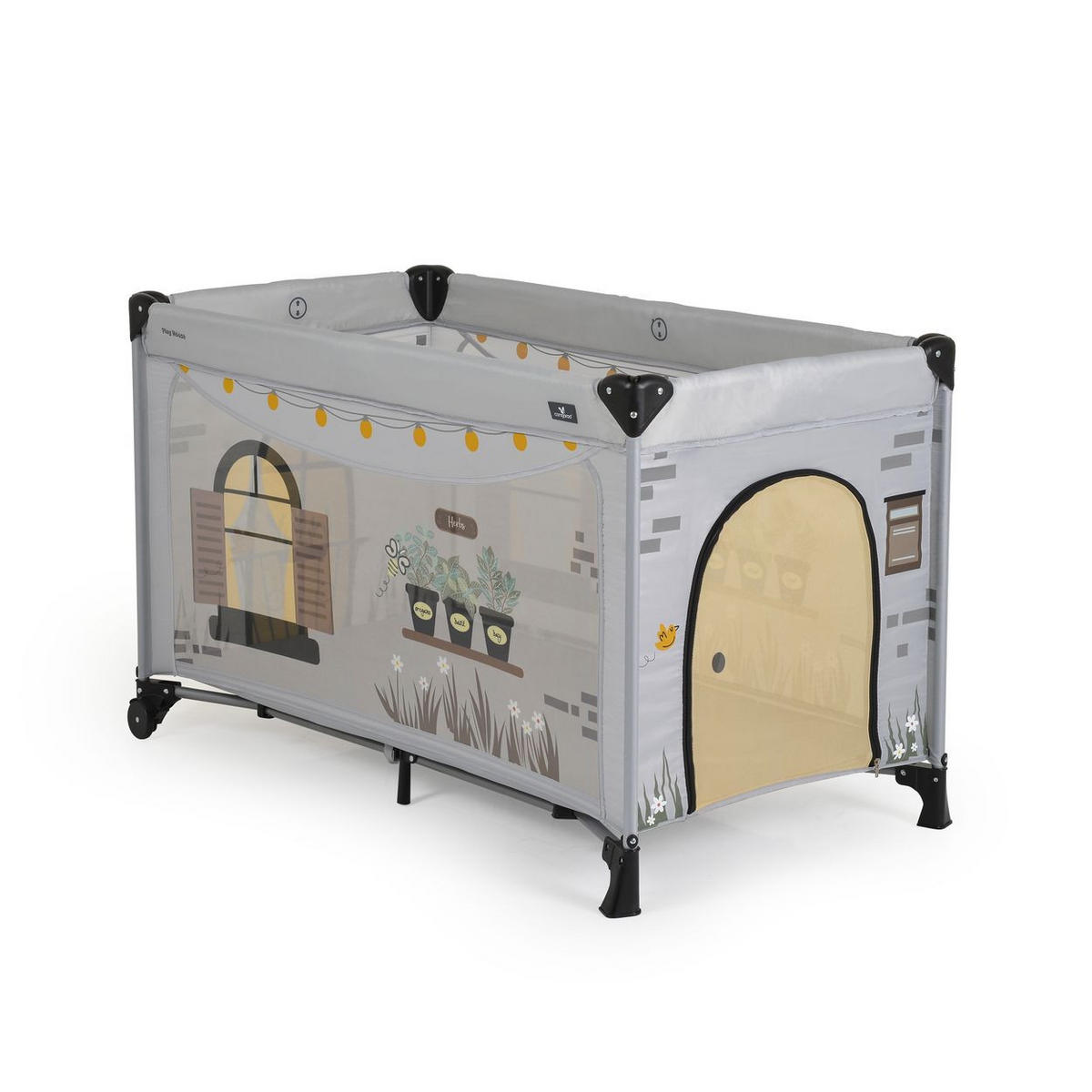 REISEBETT 2 in 1 Spielhaus grau zwei Ebenen Matratze Reißverschluss faltbar - Grau, Kunststoff (60/120cm) - Cangaroo