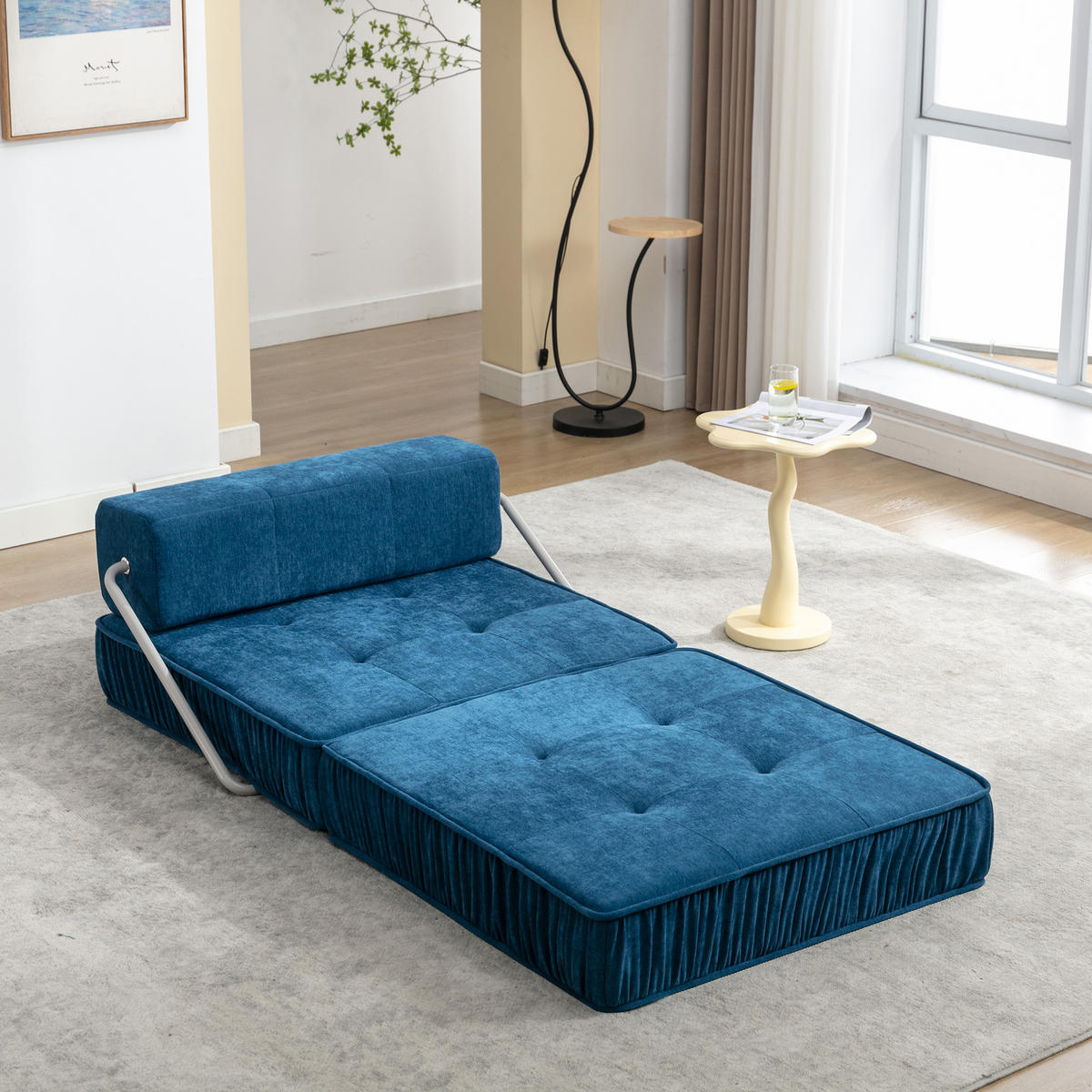 SCHLAFSESSEL DE-34989 2-in-1 mit Bettfunktion Blau - Blau, Metall (92/64/92cm) - ComfortXL