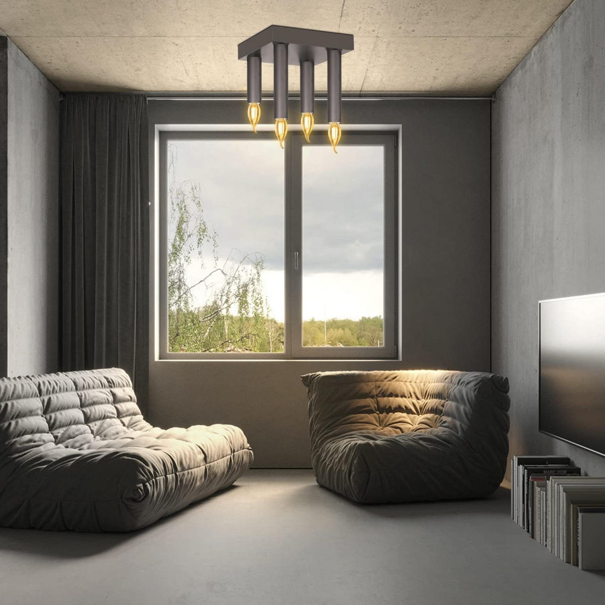 DECKENSTRAHLER Funkelmira 15/13/15 cm - Schwarz, Metall (15/15/13cm) - ZMH