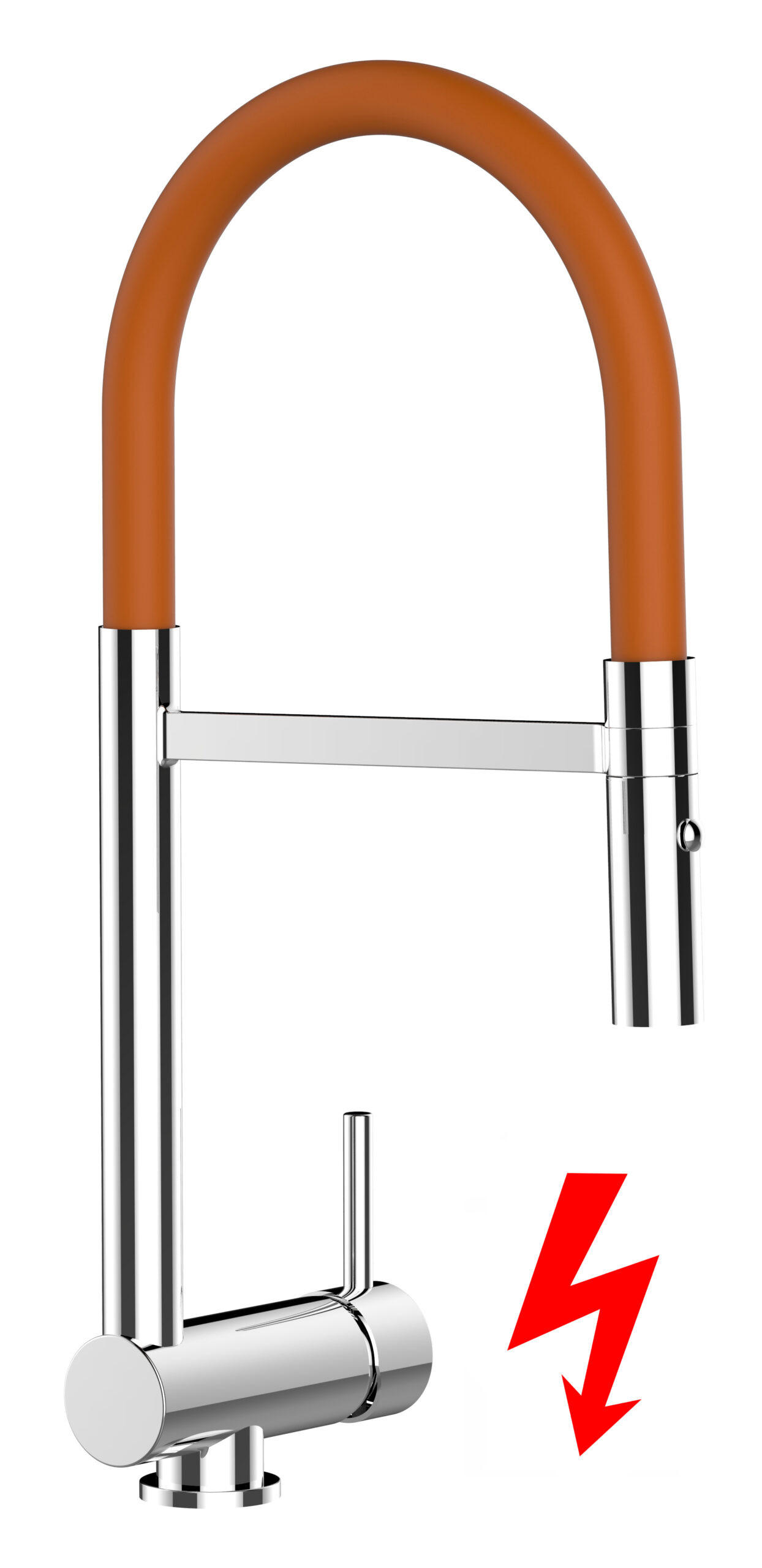 NIEDERDRUCK-VORFENSTER-KÜCHENARMATUR, Umklappbar 6 CM, Verchromt und Orange, 2-Strahl-Brause - Orange, Metall (21.3/48.2/21.3cm) - VIZIO
