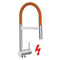 NIEDERDRUCK-VORFENSTER-KÜCHENARMATUR, Umklappbar 6 CM, Verchromt und Orange, 2-Strahl-Brause - Orange, Metall (21.3/48.2/21.3cm) - VIZIO