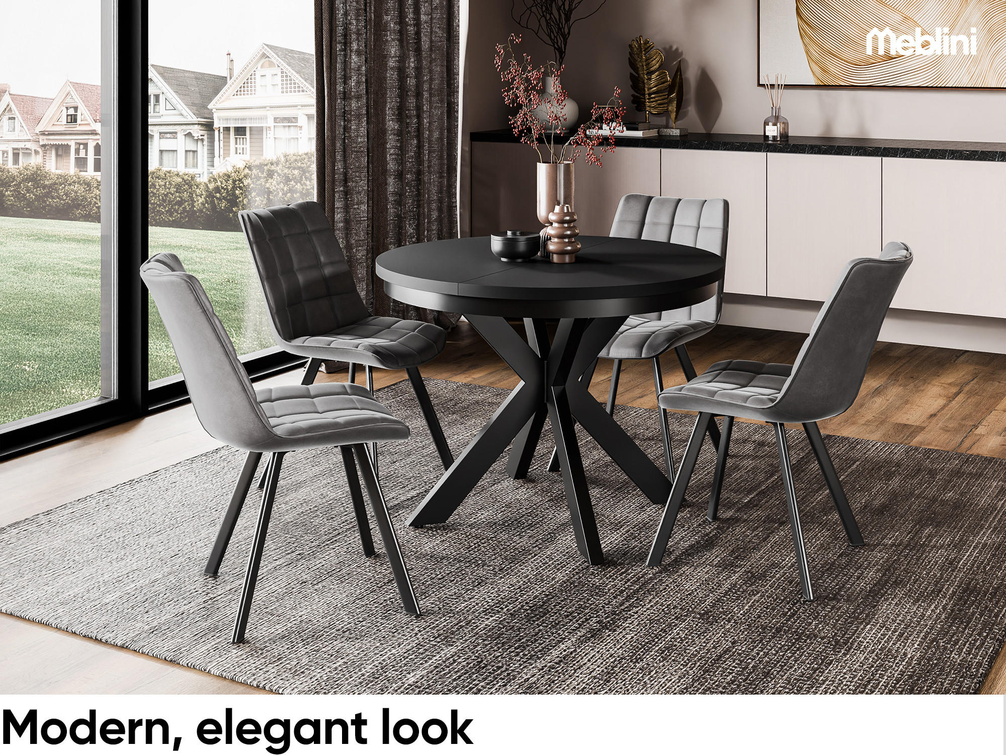 ESSTISCH BAGIO - Schwarz, Holzwerkstoff (100/100/77cm) - Meblini