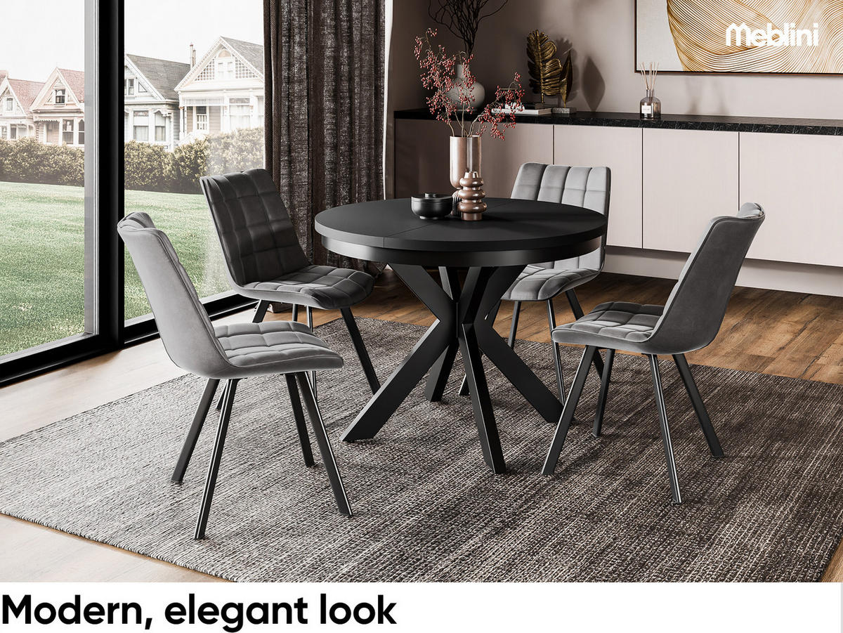 ESSTISCH BAGIO - Schwarz, Holzwerkstoff (100/100/77cm) - Meblini