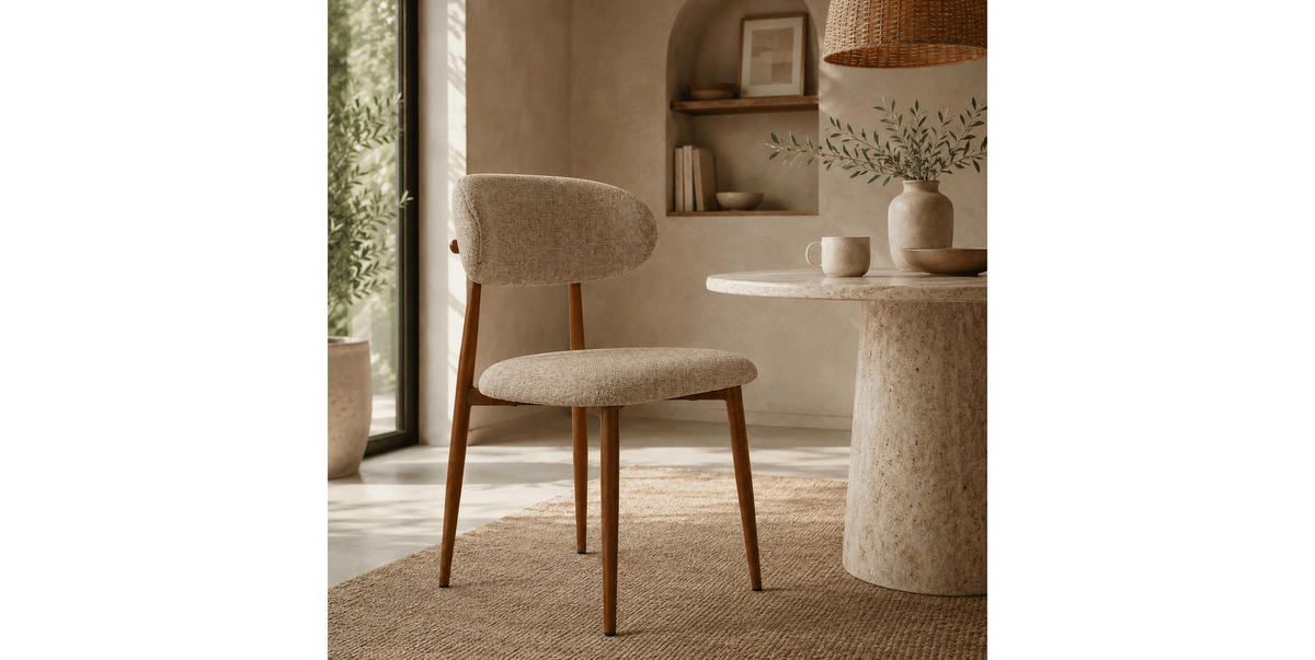 POLSTERSTUHL VITO 48/50/80 cm Nussbaum/Beige - Beige/Nussbaumfarben, Textil/Metall (48/80/50cm) - Lookway