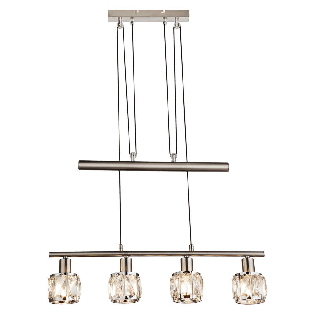 HÄNGELEUCHTE KRIS Silber matt klar - Silberfarben, Glas (60/9.2/160cm) - Globo Lighting