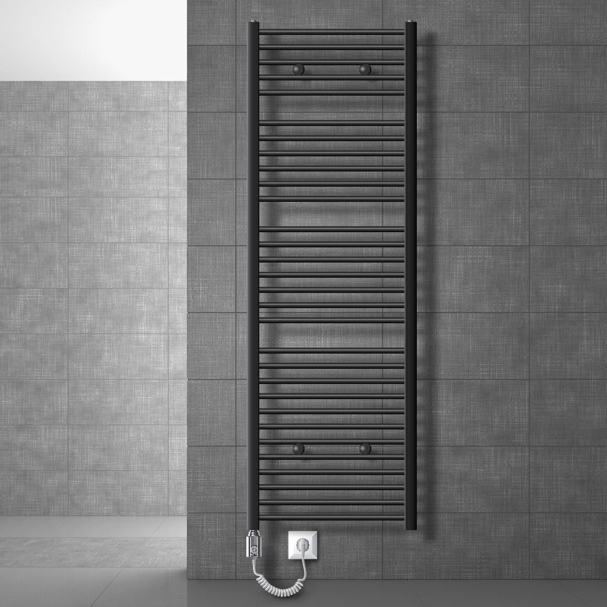 BADHEIZKÖRPER elektrisch Sahara 600x1800 mm Anthrazit gerade mit Heizstab 900W - Anthrazit, Metall (3/180/60cm) - LuxeBath
