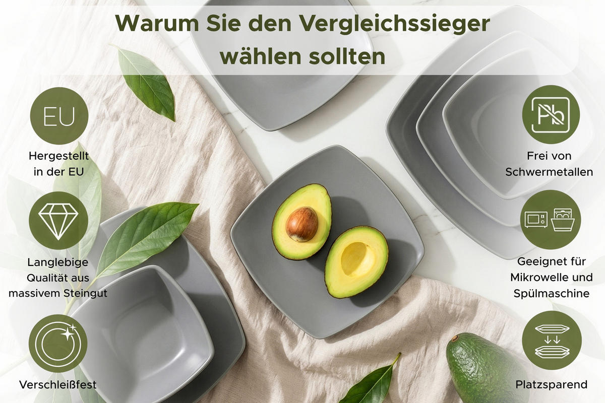 TAFELSERVICE EPIRI 12 Personen 36-tlg - Grau, Keramik (25/2/25cm) - KONSIMO®