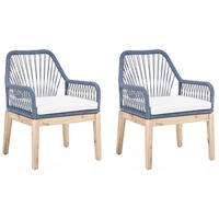 GARTENSTUHL 2er-Set und Sitzkissen Marineblau Olbia - Hellblau, Holz (64/89/71cm) - Beliani