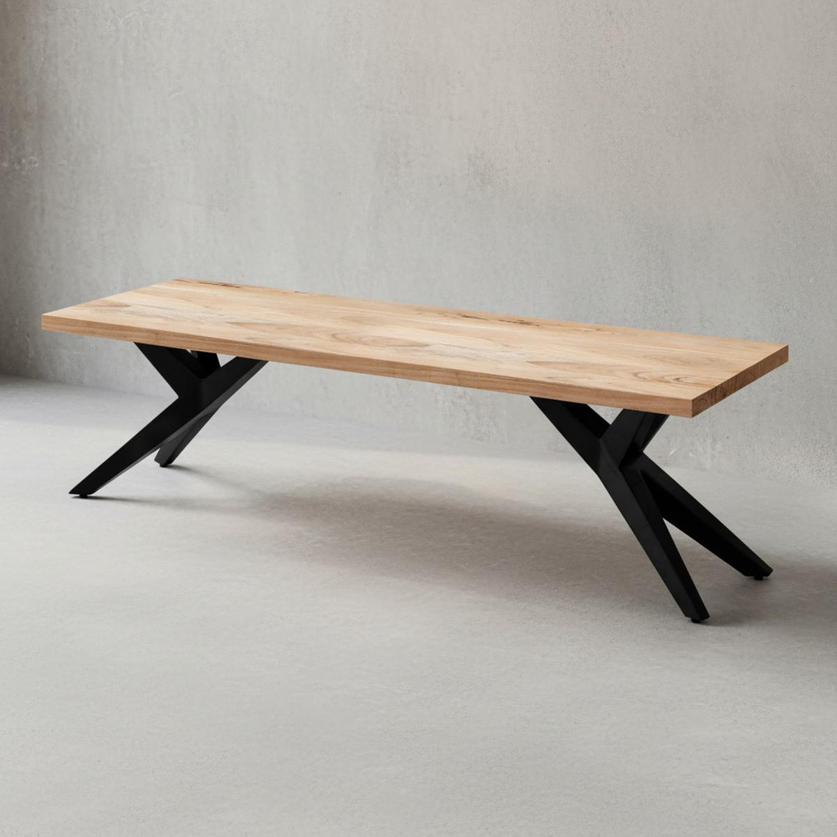 ESSZIMMERBANK Massivholz Metall Loft-Stil, Akazie 120x45x45 cm - Schwarz/Braun, Holz/Metall (120/45/45cm) - KADIMA DESIGN